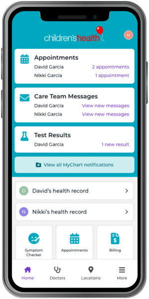 MyChart for Caregivers - MyChart Dashboard